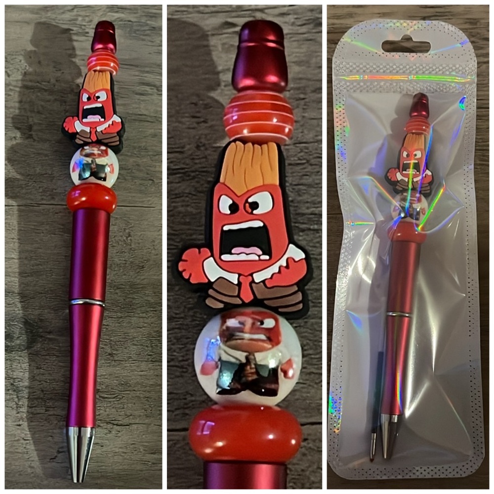 Inside Out Anger beaded focal pen